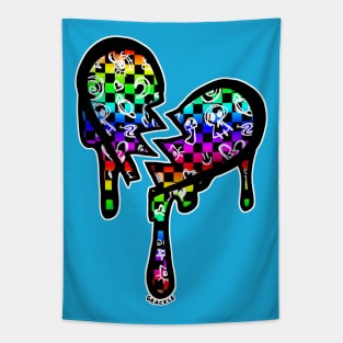 Rainbow Checkerboard Heart Tapestry