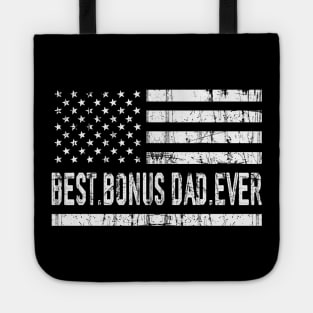 Father's Day Best Bonus Dad Ever with US American Flag Tote