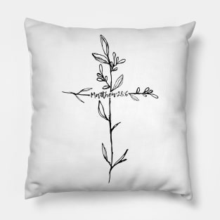 Matthew 28:6 Twig Cross Pillow