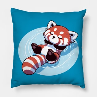 Chill Red Panda - Summer Float Relaxation Art Pillow