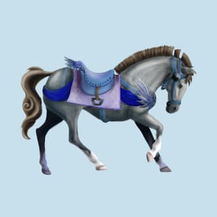 Silver Carousel Horse with Wing Adornments T-Shirt