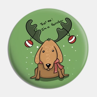 Golden Retriever Dressed Up As Christmas Deer Pin