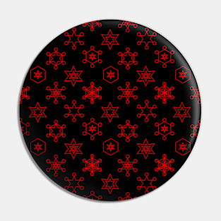 Assorted Snowflakes Red on Black Pin