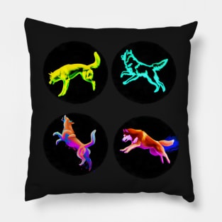 Siberian Husky Set Neon Pillow