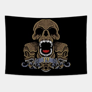 Number 19 Skull Tapestry