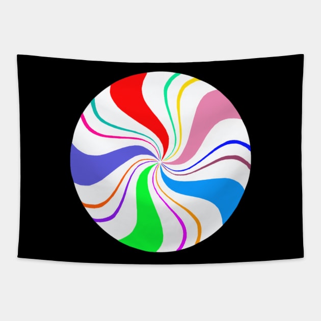 Round Rainbow Peppermint Candy Tapestry by Art by Deborah Camp