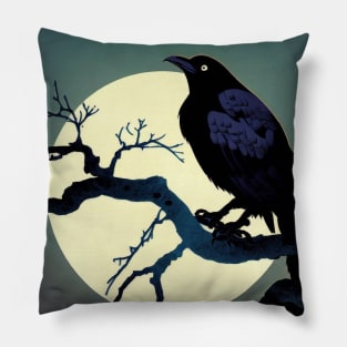 Raven on a Branch Pillow