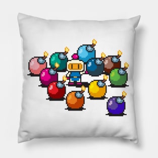 Bomberman rainbow bombs pixel art Pillow