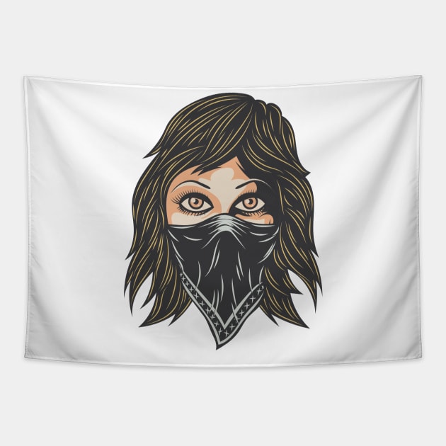 Masked face woman Tapestry by ShirtyLife