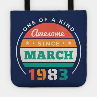 Retro Awesome Since March 1983 Birthday Vintage Bday 1983 Tote