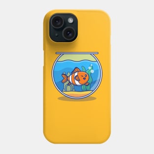 Clown Fish Swimming In The Aquarium Cartoon Phone Case