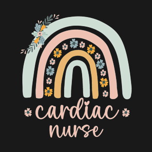 Cardiac Nurse (CN Nurse), Nurse Floral PINK Rainbow T-Shirt