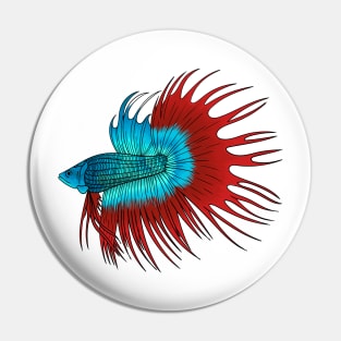 Crowntail betta fish cartoon illustration Pin