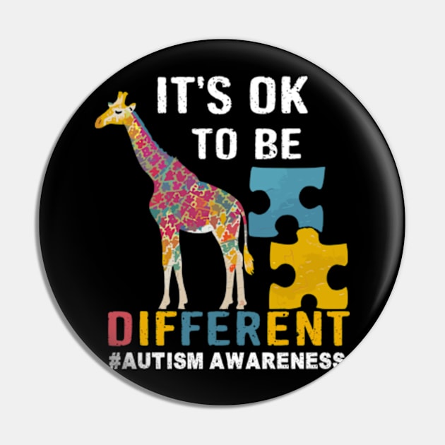 Autism Awareness Cute Giraffe Animal Its Ok To Be Different Pin by Shopinno Shirts