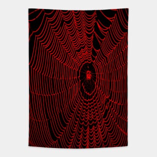 Artistic Halloween Spider Web Cobweb Doodle In Red Tapestry