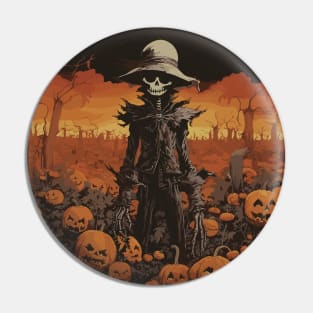 Halloween Skeleton Scarecrow Pin