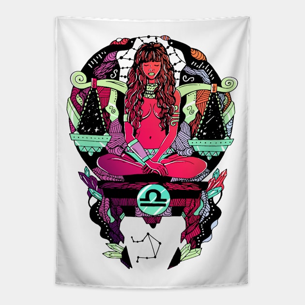 Blue Red Blend Libra Beauty Tapestry by kenallouis