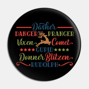 Dasher Dancer Prancer Vixen Comet Cupid Rudolph Reindeer Names Matching Family Christmas Gift Pin