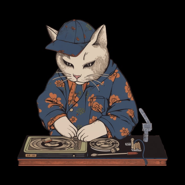 DJ retro hip hop cat by geekmethat