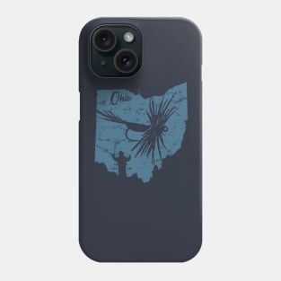 Ohio Vintage Distressed Fly Fishing State Map Phone Case