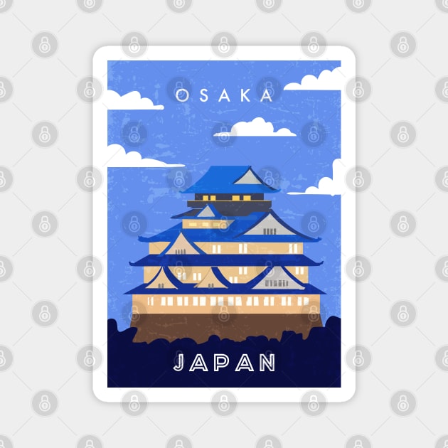 Osaka, Japan. Retro travel poster Magnet by GreekTavern