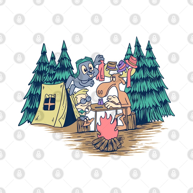 Rocky and friends funny chess camping summer by something_kind