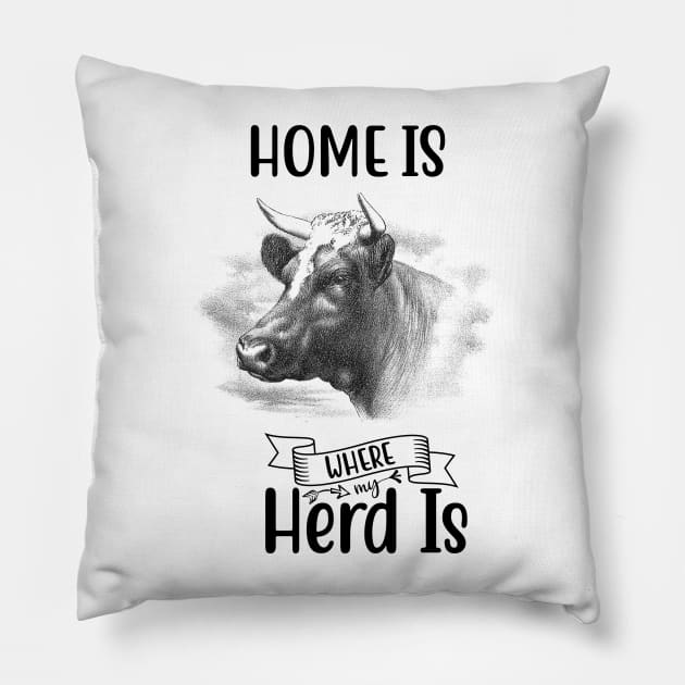 Bull Illustration with quote Pillow by Biophilia