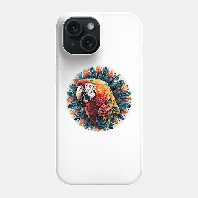 Mandala - Red Macaw Phone Case by aleibanez