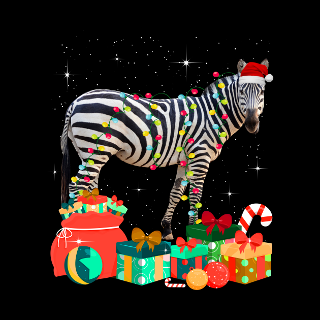Zebra Christmas Hat Lights Family Xmas Gift Love Animals Zebra