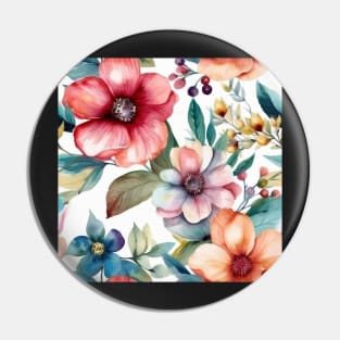 Detailed Water Color Flower Pattern - 3 Pin