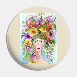 Summer Fairy Watercolor Painting Pin