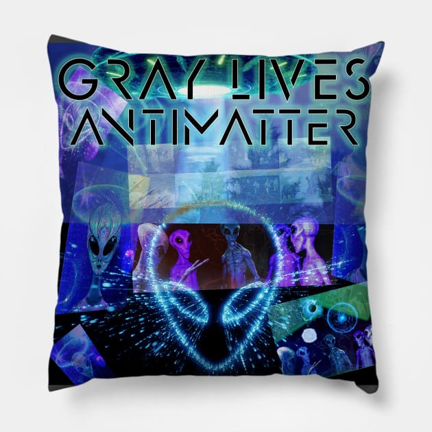 Gray Lives Antimatter Poster Design Pillow by Erik Morningstar 