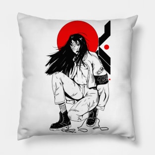 Japanese Cyberpunk Girl Urban Futuristic Style Pillow