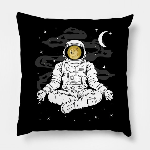 Astronaut Yoga Dogecoin DOGE Coin To The Moon Crypto Token Cryptocurrency Blockchain Wallet Birthday Gift For Men Women Kids Pillow by Thingking About