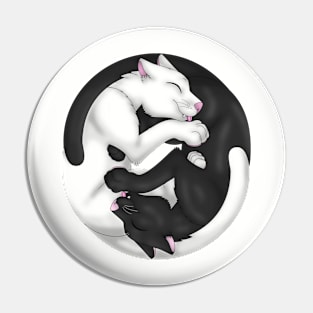 Yin-Yang Cats: Black/White Pin