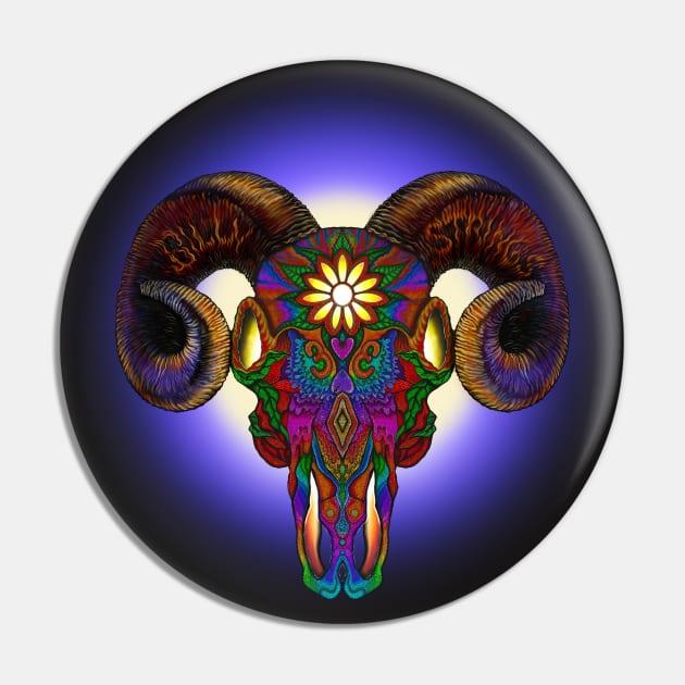 Goat Skull Moon Pin by Dowling Art & Design