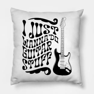 Electric guitar - black text Pillow