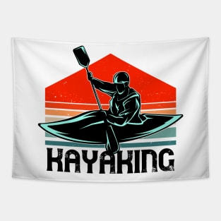 Kayak River Paddling Vintage Kayaking Canoeists Tapestry