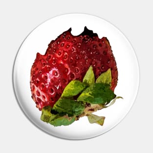 half-eaten strawberry Pin