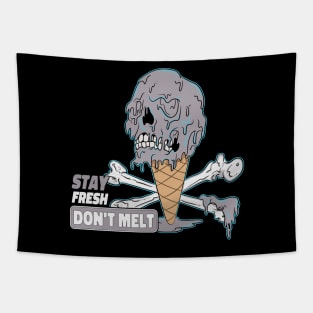 Cute Skeleton Screaming Ice Cream Skull Tapestry