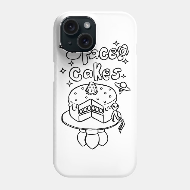 Space Cakes - Black Line Phone Case by saradaboru