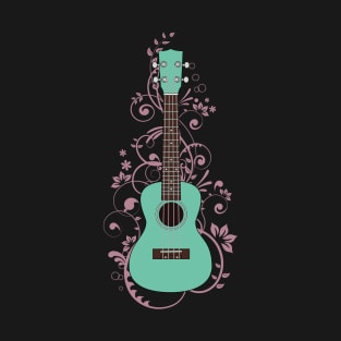 Surf Green Ukulele Flowering Vines T-Shirt