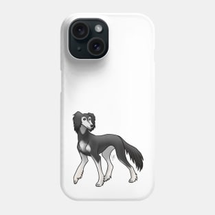 Dog - Saluki - Feathered Black and Silver Phone Case