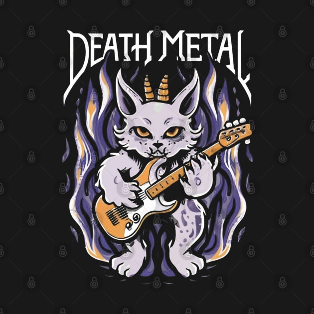 Death Metal Satanic Baphomet Cat playing guitar by Aldrvnd