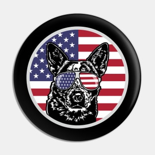 Patriotic Australian Cattle Dog American Flag sunglasses Pin