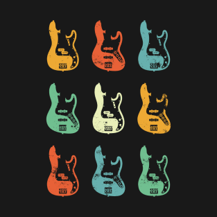 Bass Guitar Bodies Retro Theme T-Shirt