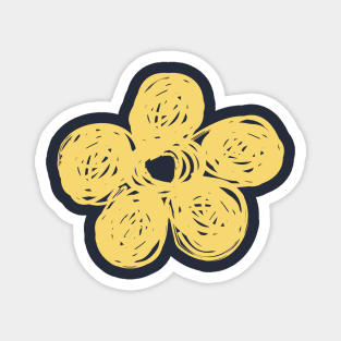 Yellow Chalkboard Flower Doodle Magnet