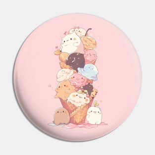 Foodiies Collection - The Happy Cuddling Double Ice Cream Cone | Kawaii Aesthetic Anime Food Design | PROUD OTAKU Pin