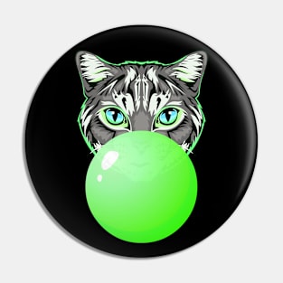 Green Bubblegum Cat Pin