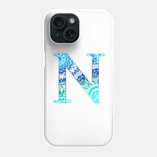 Mandala Letter Capital N Blue Phone Case